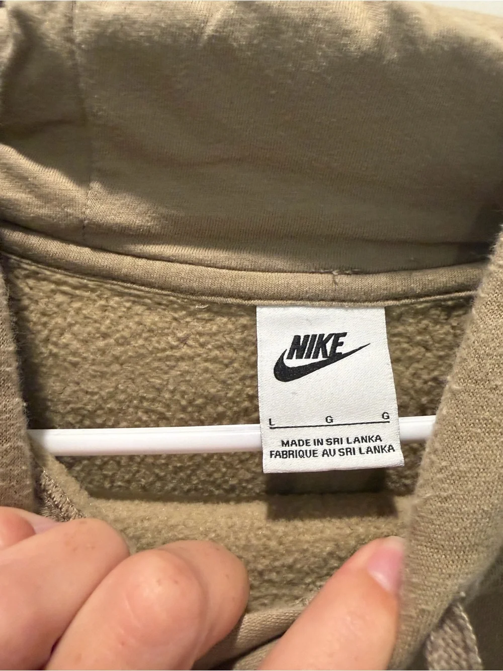 Nike Men's Tan Pullover Hoodie with White Logo